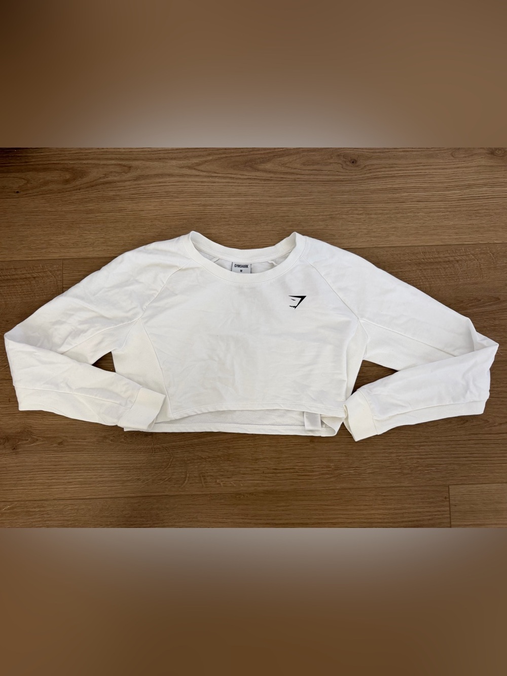 Gymshark White Cropped Long Sleeve Sweatshirt Pullover Medium